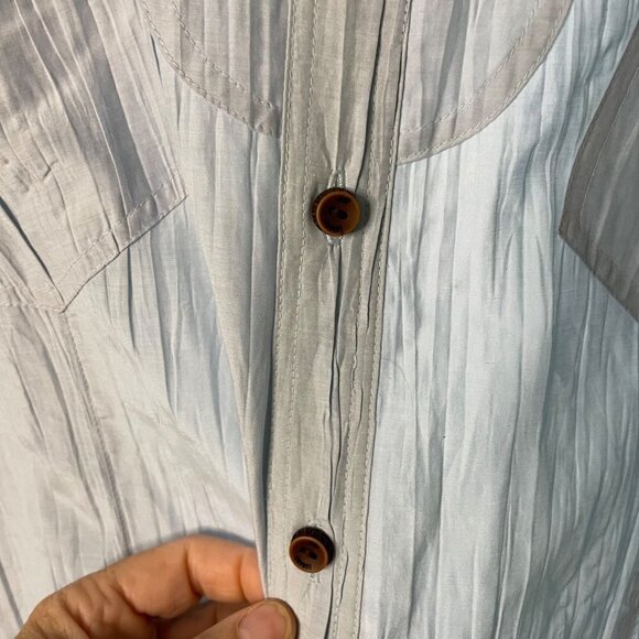 Just Cavalli Mens Shirt Light Blue Size 2XL Vintage Crinkle Textured Button Up - Picture 9 of 12